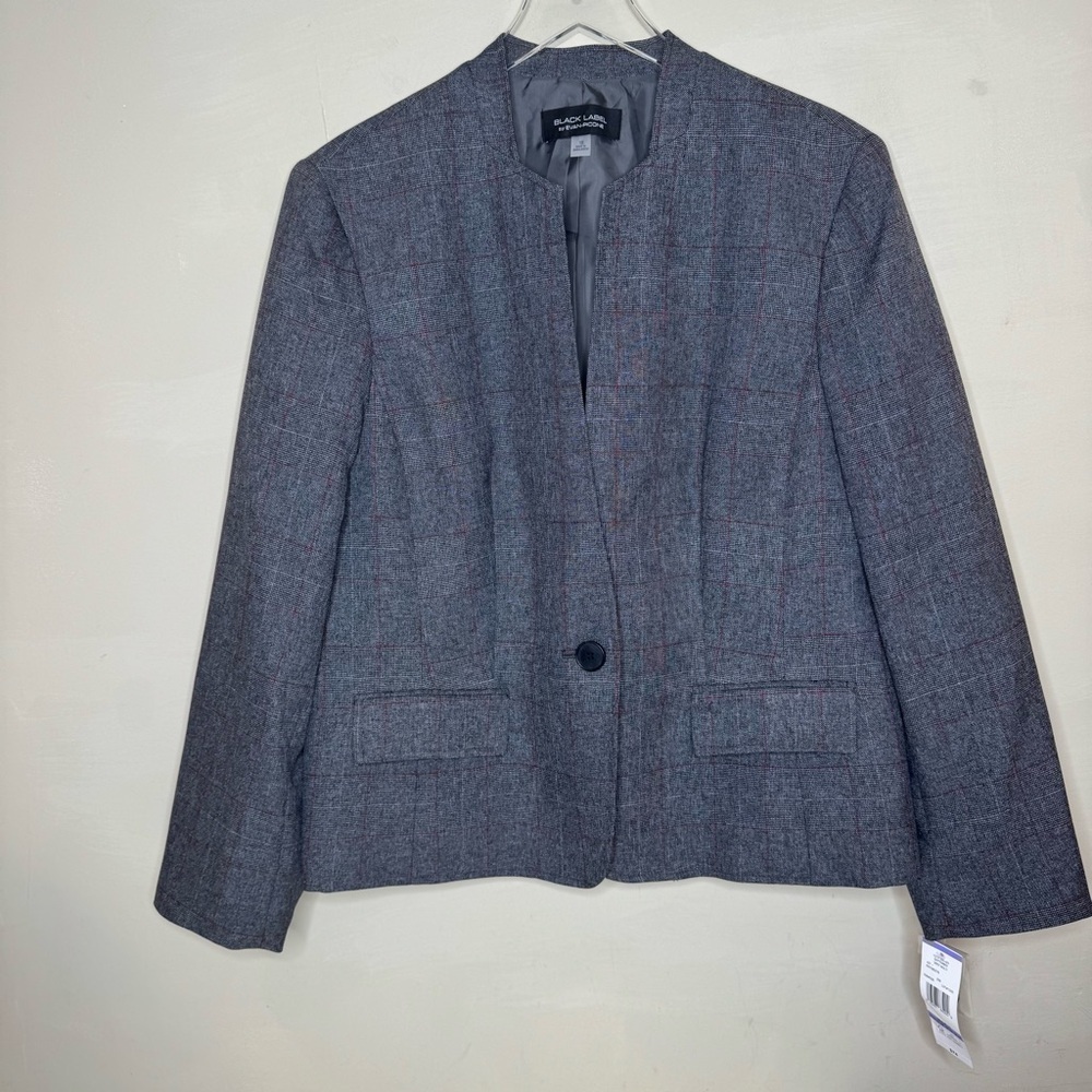 Black label Evan Picone Gray Structured Blazer with Mandarin Collar size 18